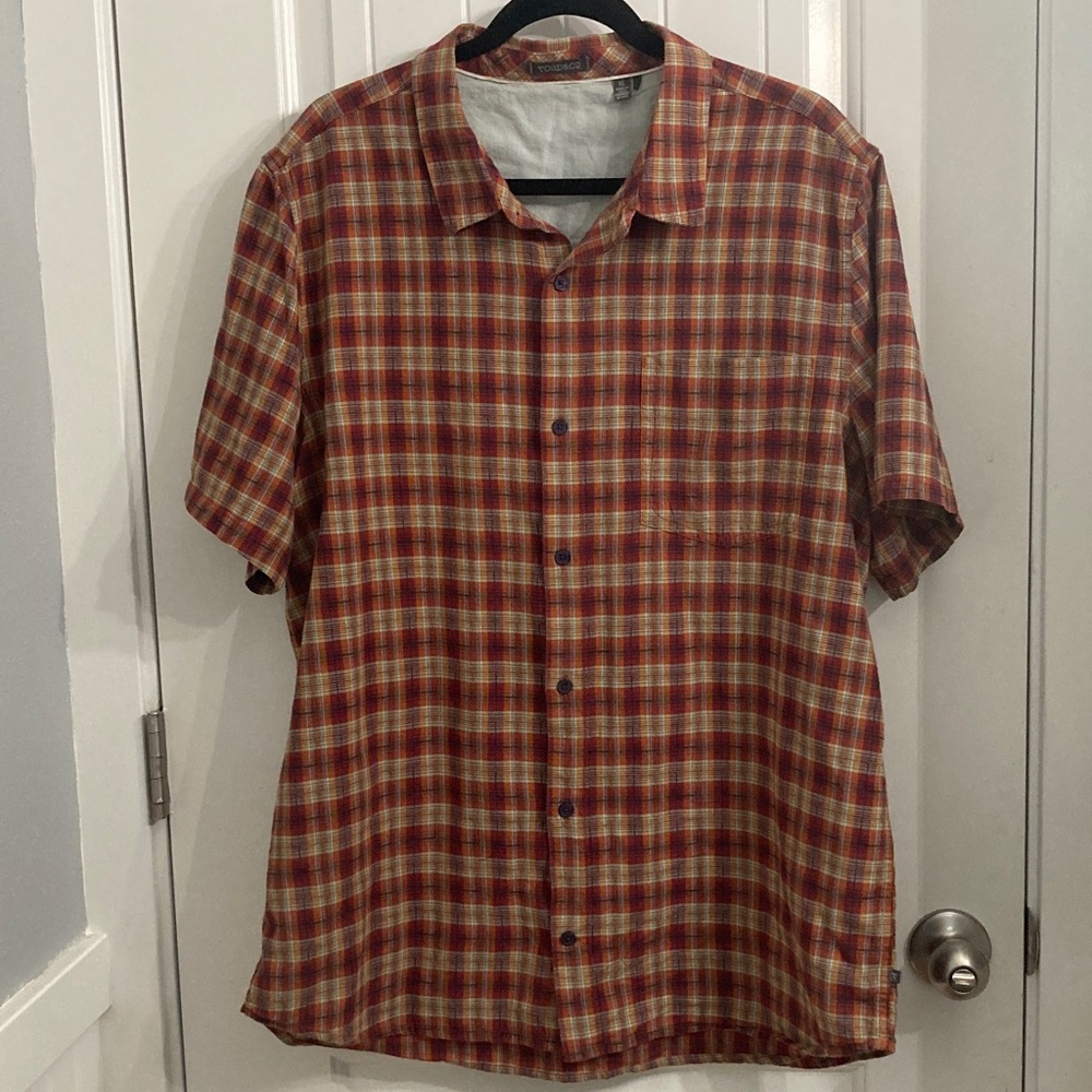 Toad&Co Red and Tan Plaid Casual Shirt